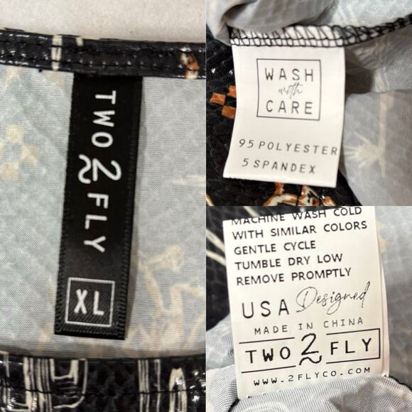 TWO 2 FLY Tank Top Saddle Buster Tank Western Print Brown Textured Knit - Picture 7 of 7